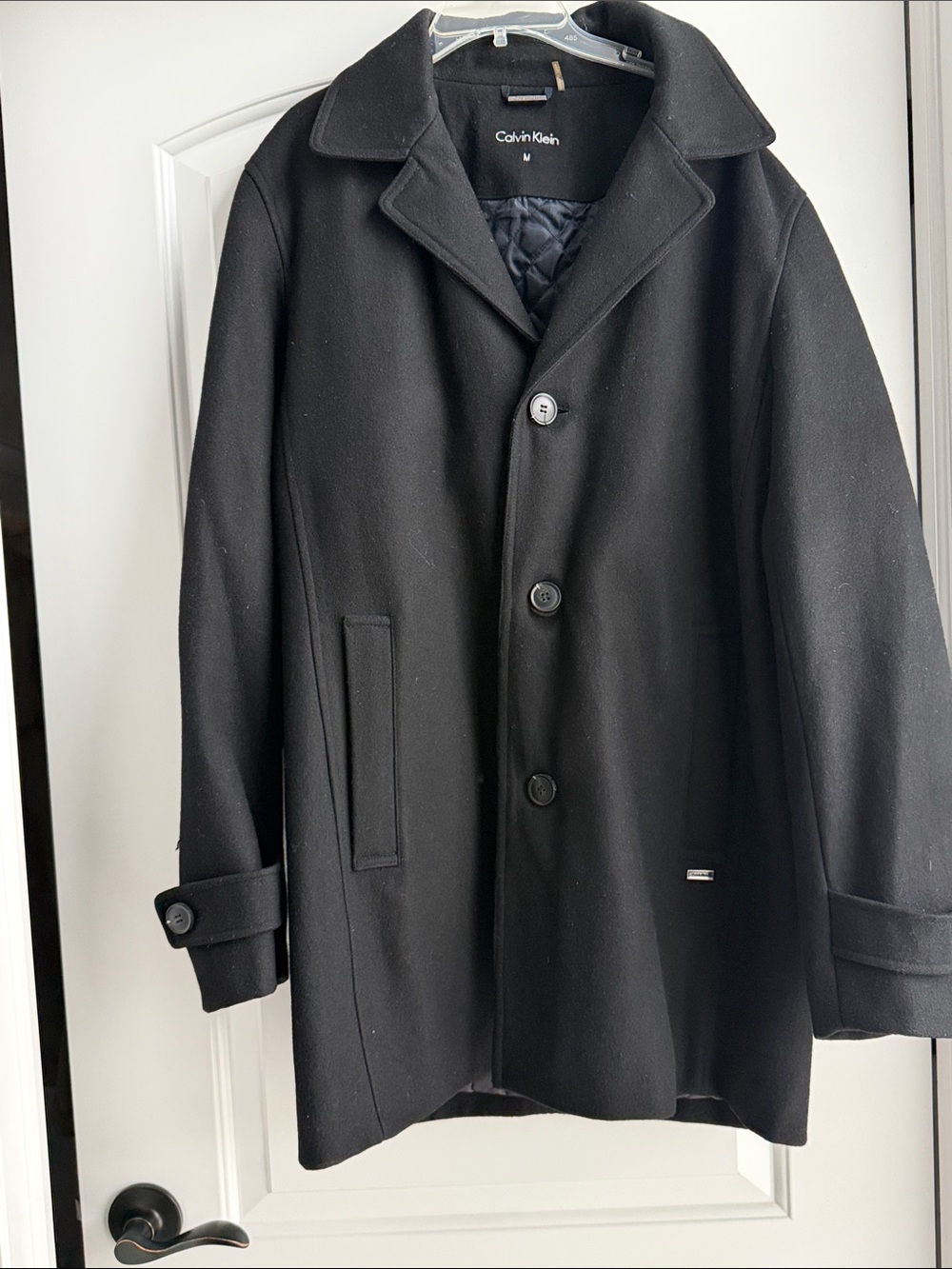 Calvin Klein Men's Black Wool Blend Pea Coat